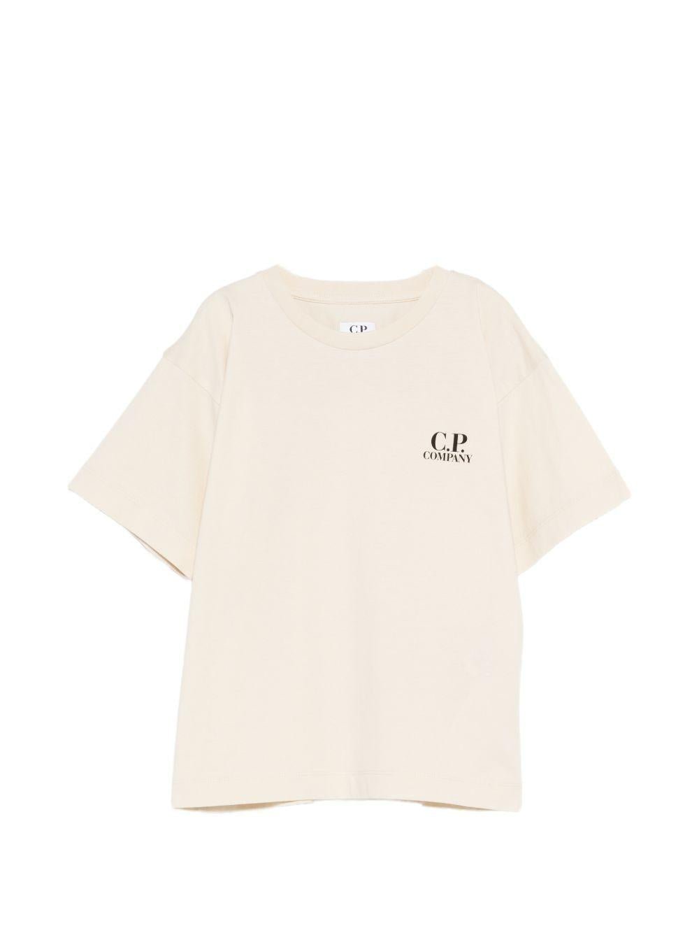 T-shirt per bambino C.P. Company Kids beige con logo sul davanti - Rubino Kids