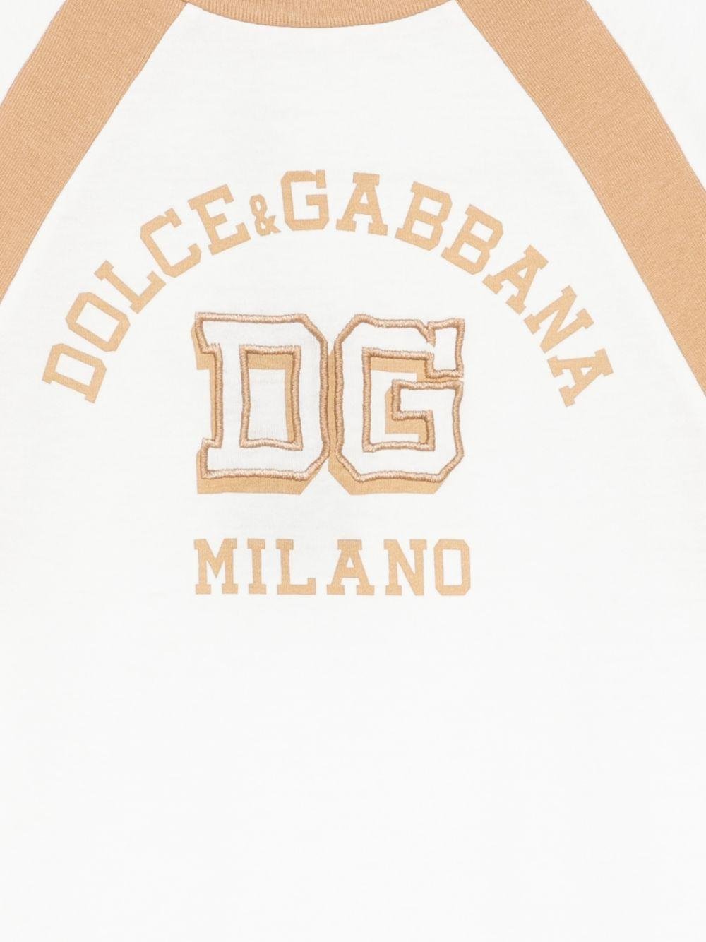 T-shirt per bambino Dolce & Gabbana Kids bianca con inserti beige - Rubino Kids