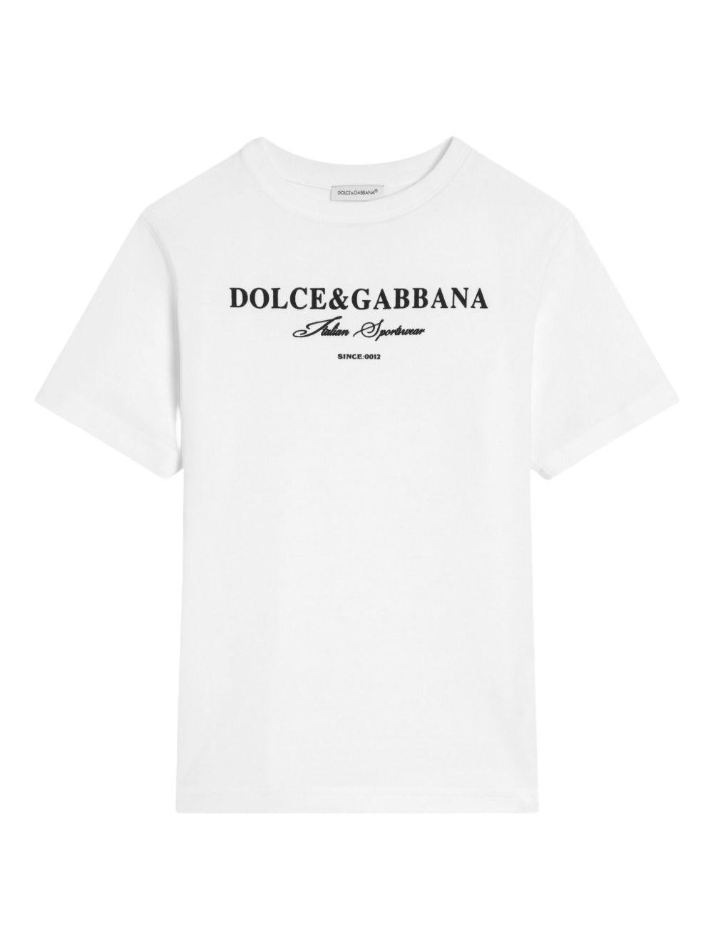 T-shirt per bambino Dolce & Gabbana Kids DG bianco con ricamo - Rubino Kids