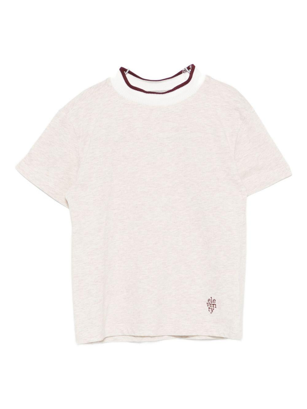 T-shirt per bambino Eleventy Kids beige con logo sul davanti - Rubino Kids