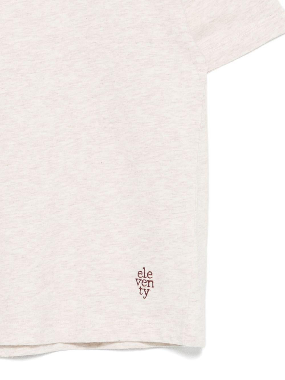 T-shirt per bambino Eleventy Kids beige con logo sul davanti - Rubino Kids