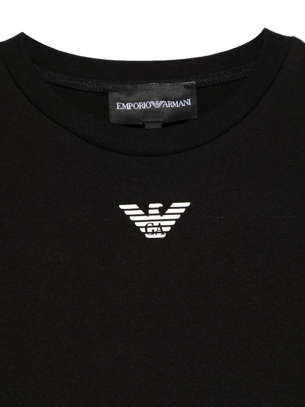 T-shirt per bambino Emporio Armani Kids nera con logo sul davanti - Rubino Kids