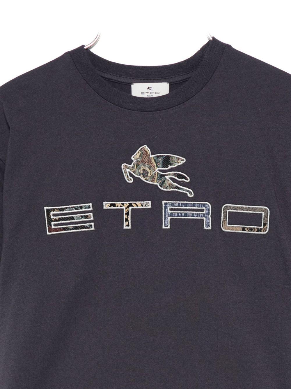 T-shirt per bambino ETRO KIDS blu con logo sul davanti - Rubino Kids