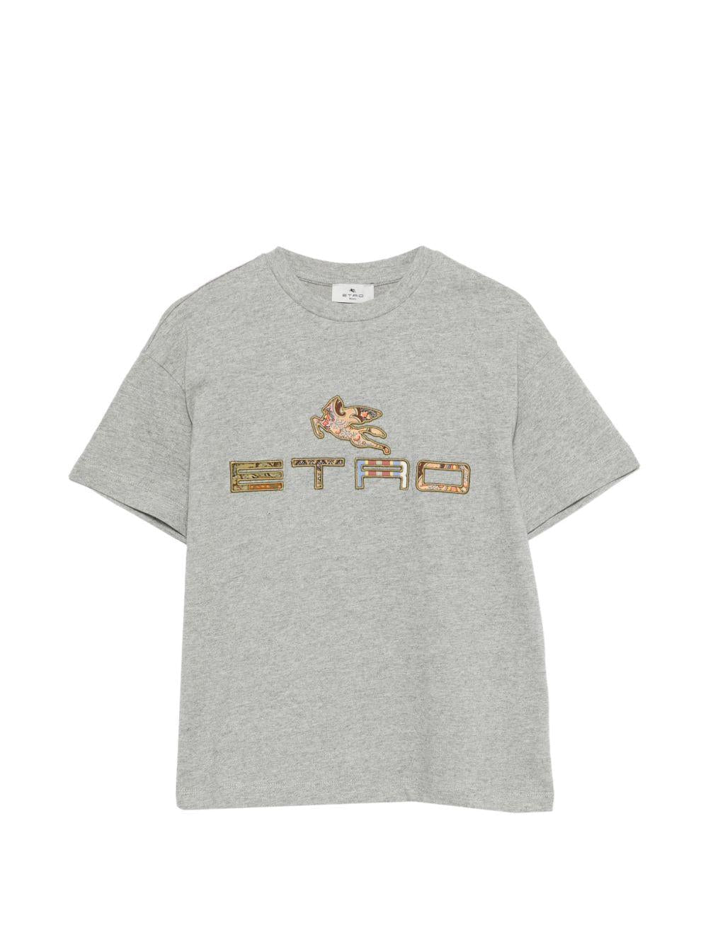 T-shirt per bambino Etro Kids grigio con dettaglio logo sul davanti - Rubino Kids