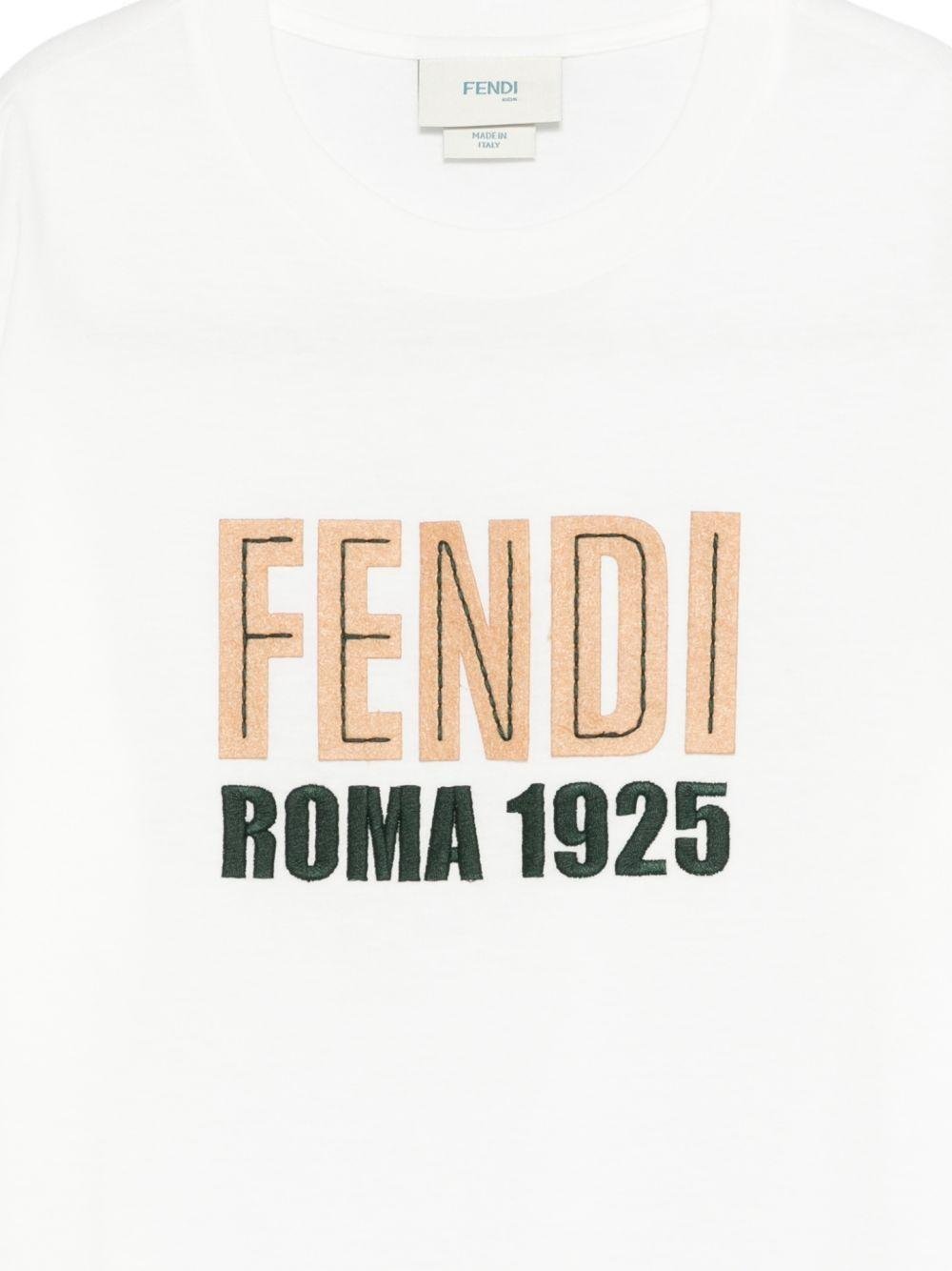 T-shirt per bambino Fendi Kids bianca con logo sul davanti - Rubino Kids