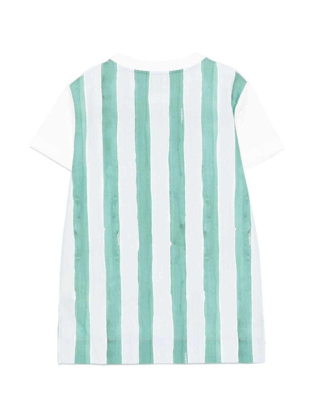 T-shirt per bambino Fendi Kids bianco con stampa a righe sul retro - Rubino Kids