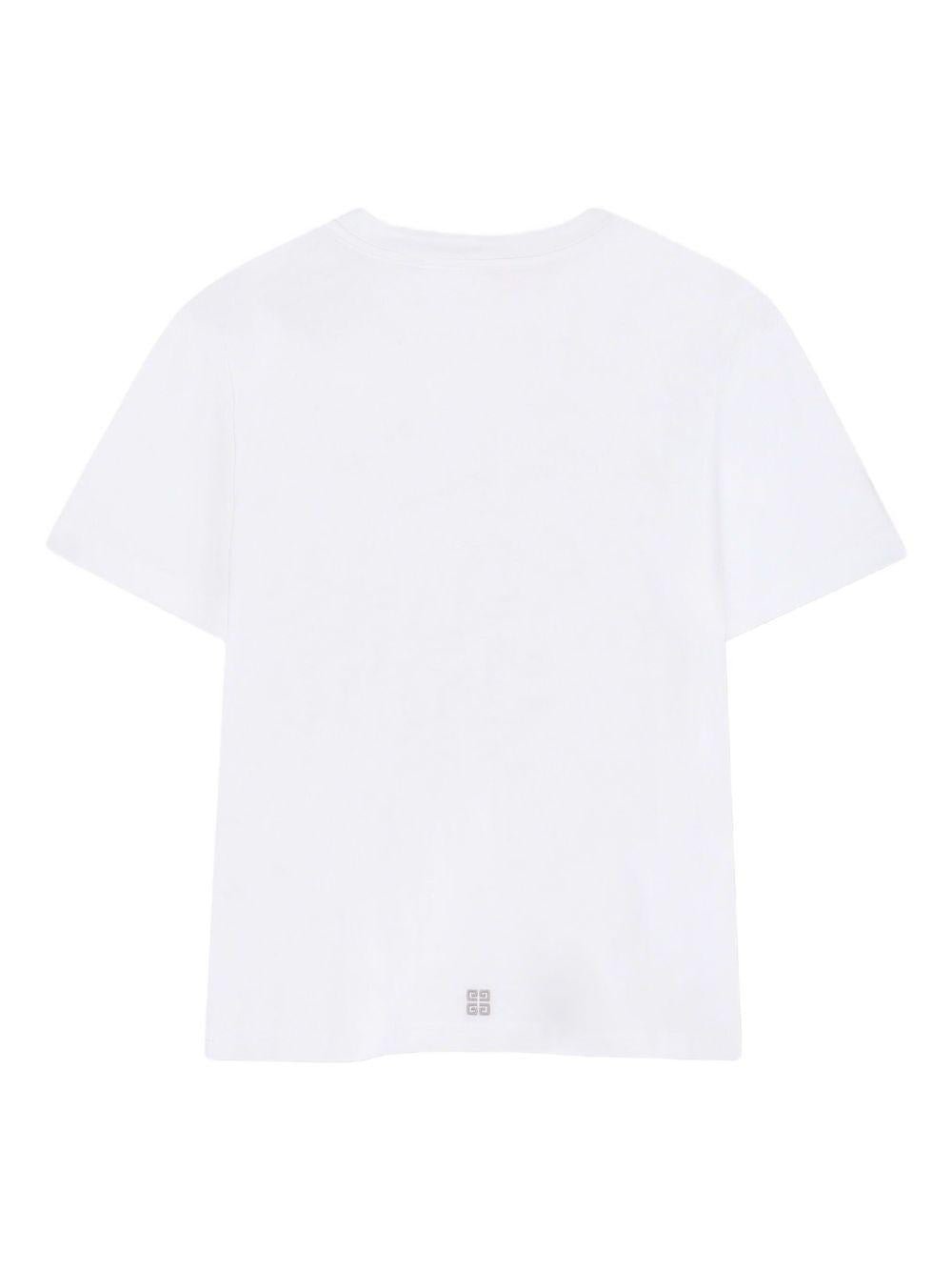 T-shirt per bambino Givenchy Kids bianca con stampa con logo - Rubino Kids