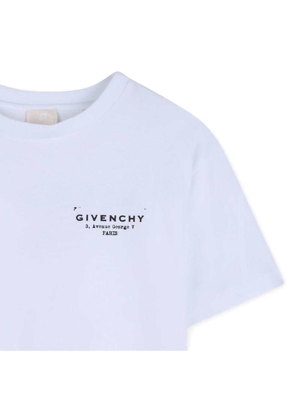 T-shirt per bambino Givenchy Kids bianca con stampa logo sul davanti - Rubino Kids