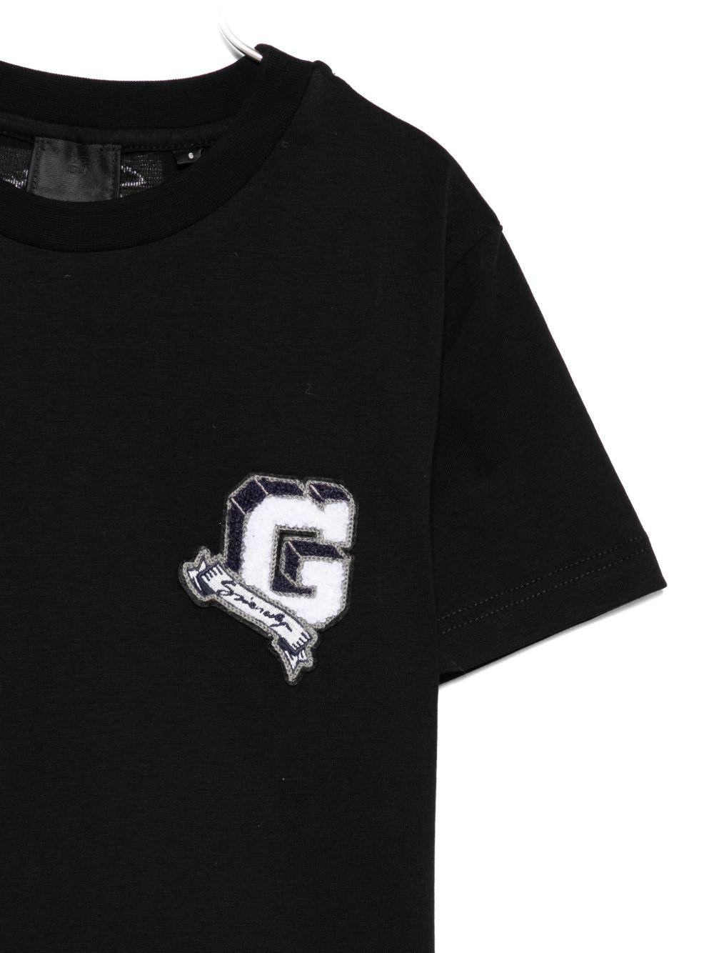 T-shirt per bambino Givenchy Kids nera con toppa con logo ricamato - Rubino Kids