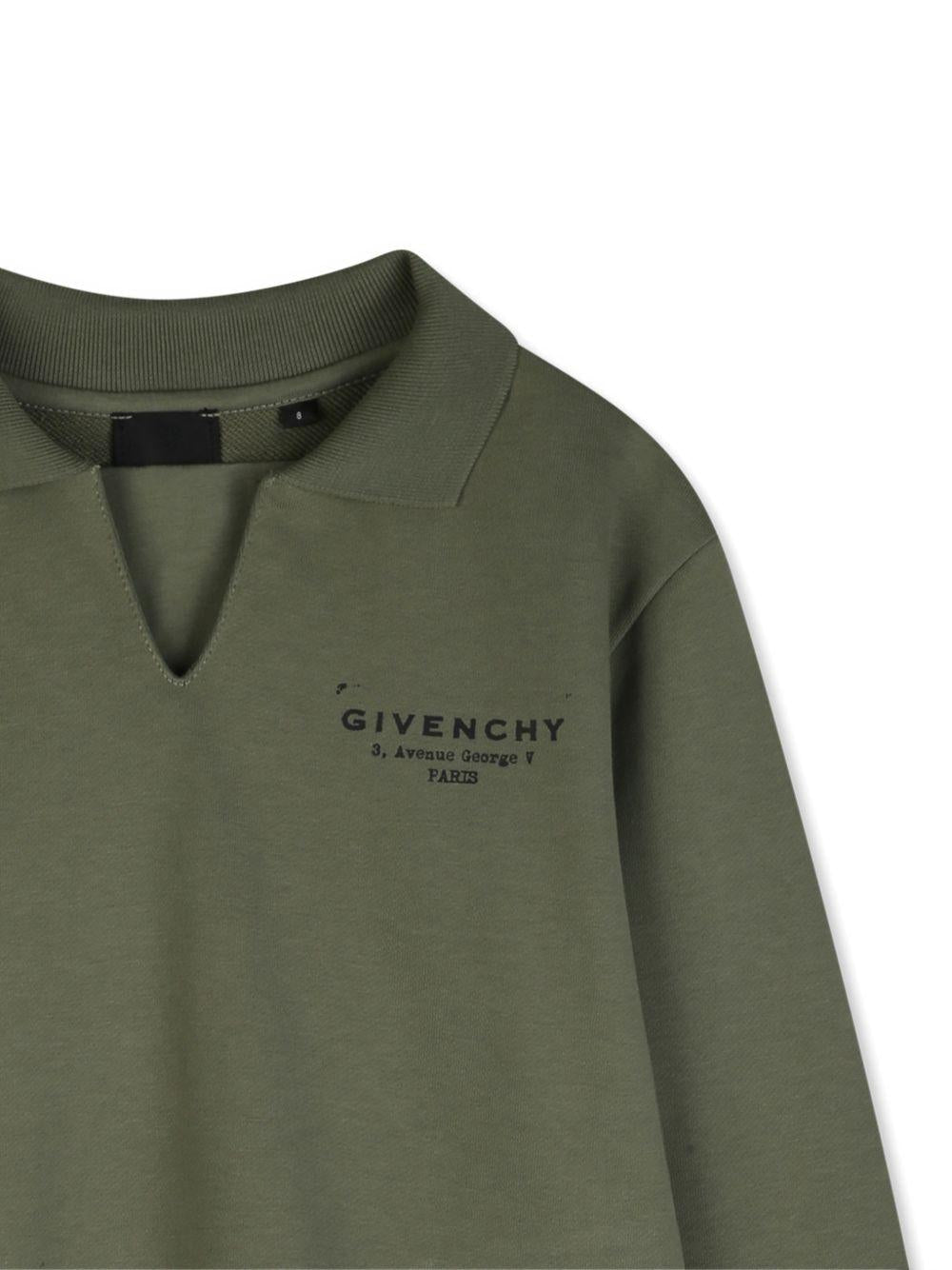 T-shirt per bambino Givenchy Kids verde cachi a maniche lunghe - Rubino Kids