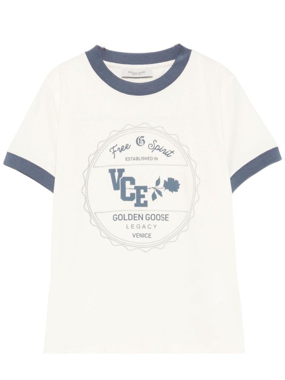 T-shirt per bambino Golden Goose Kids bianca con logo sul davanti - Rubino Kids