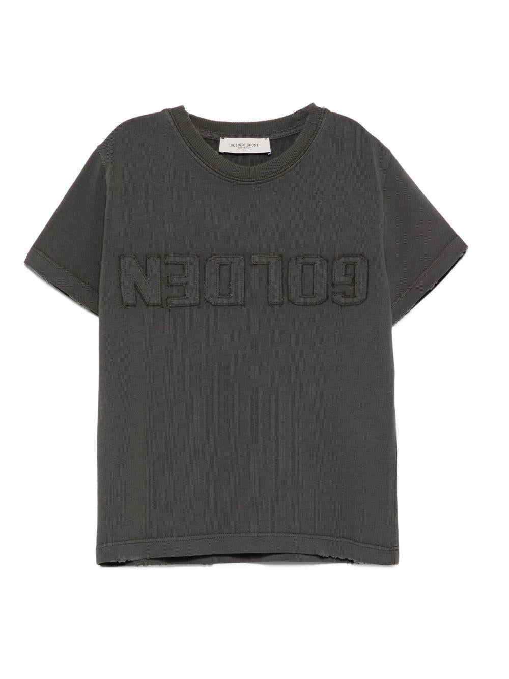 T-shirt per bambino Golden Goose Kids grigia con logo in rilievo - Rubino Kids