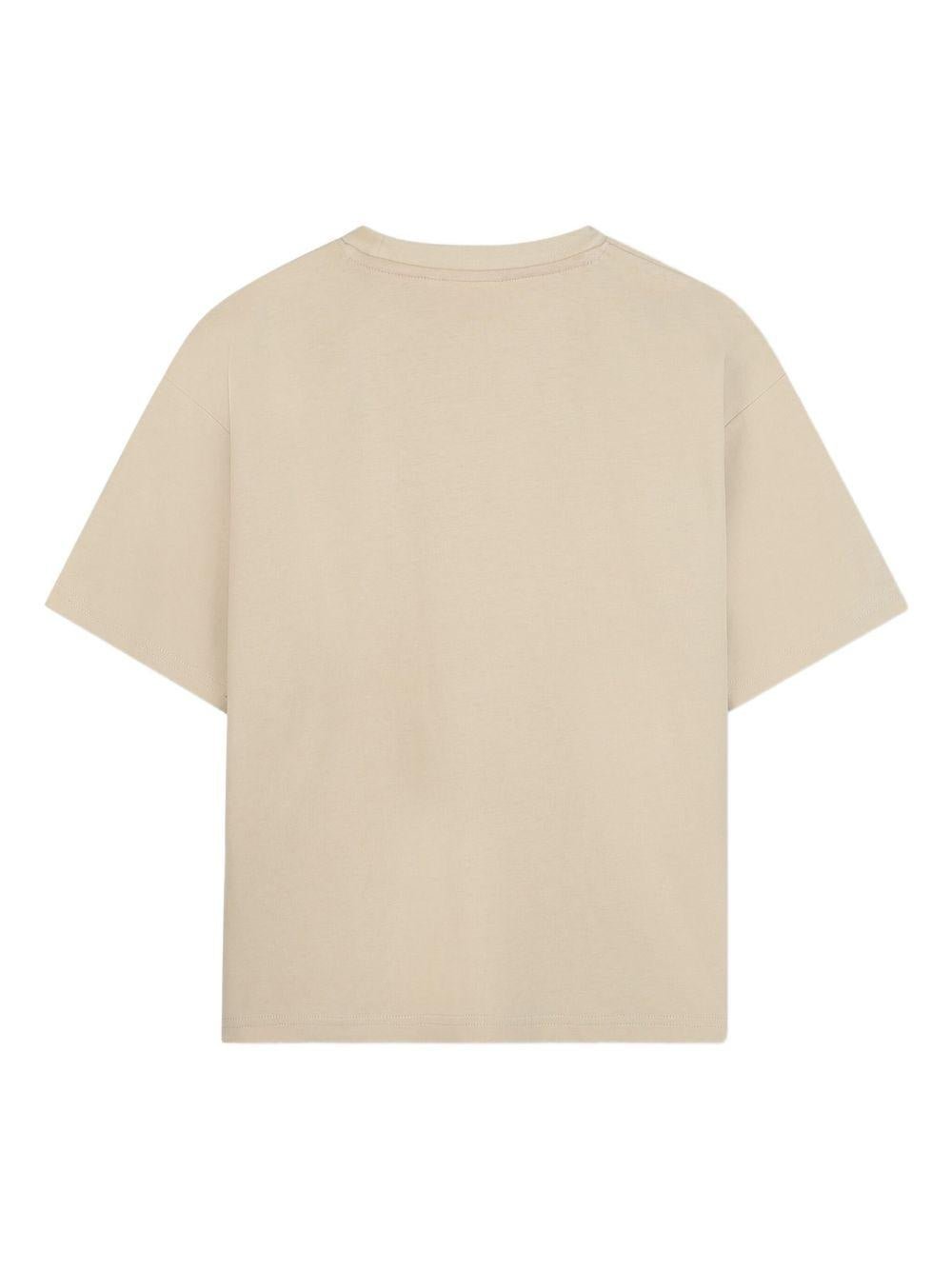 T-shirt per bambino Hugo Kids beige con applicazione logo - Rubino Kids