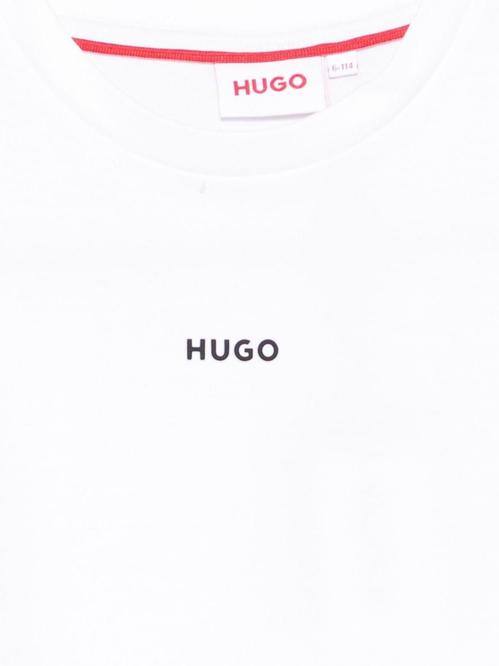 T-shirt per bambino Hugo Kids bianca con stampa con logo - Rubino Kids