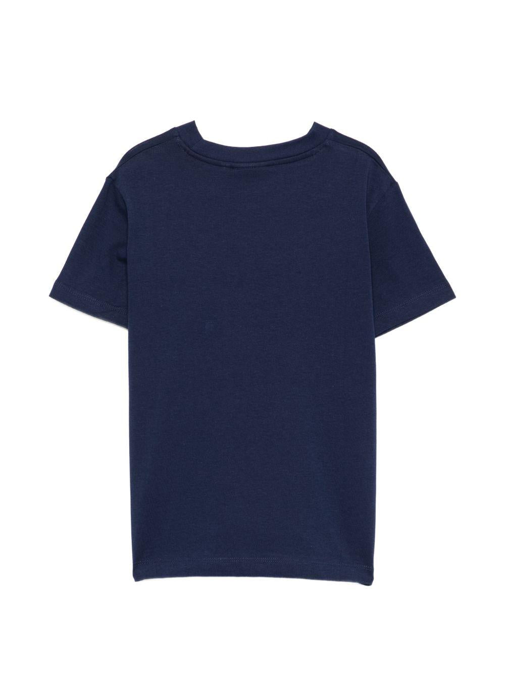 T-shirt per bambino Hugo Kids blu con logo sul davanti - Rubino Kids