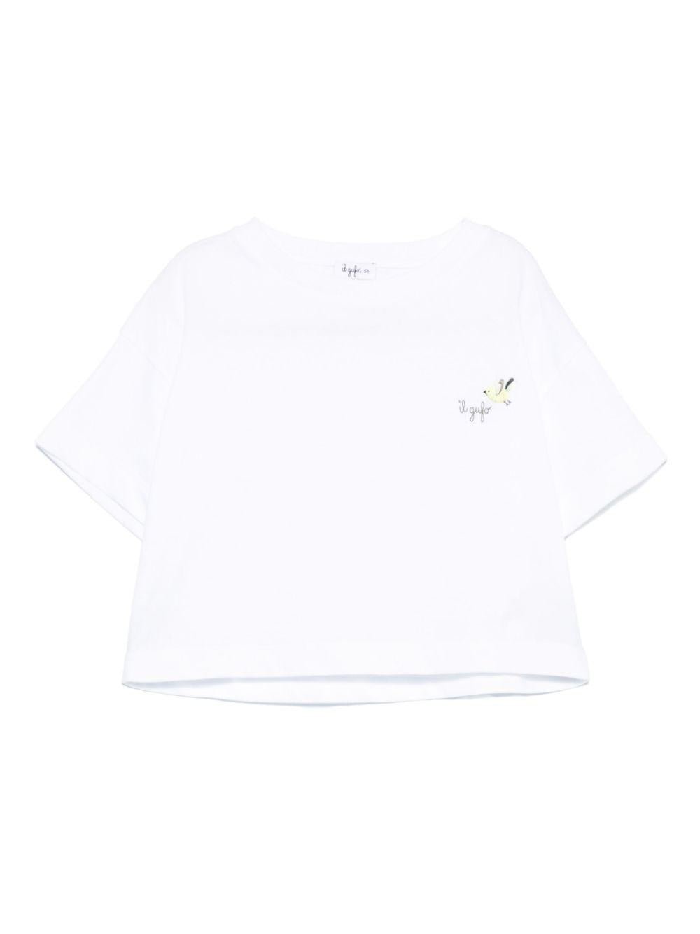 T-shirt per bambino Il Gufo bianco con ricamo con logo - Rubino Kids
