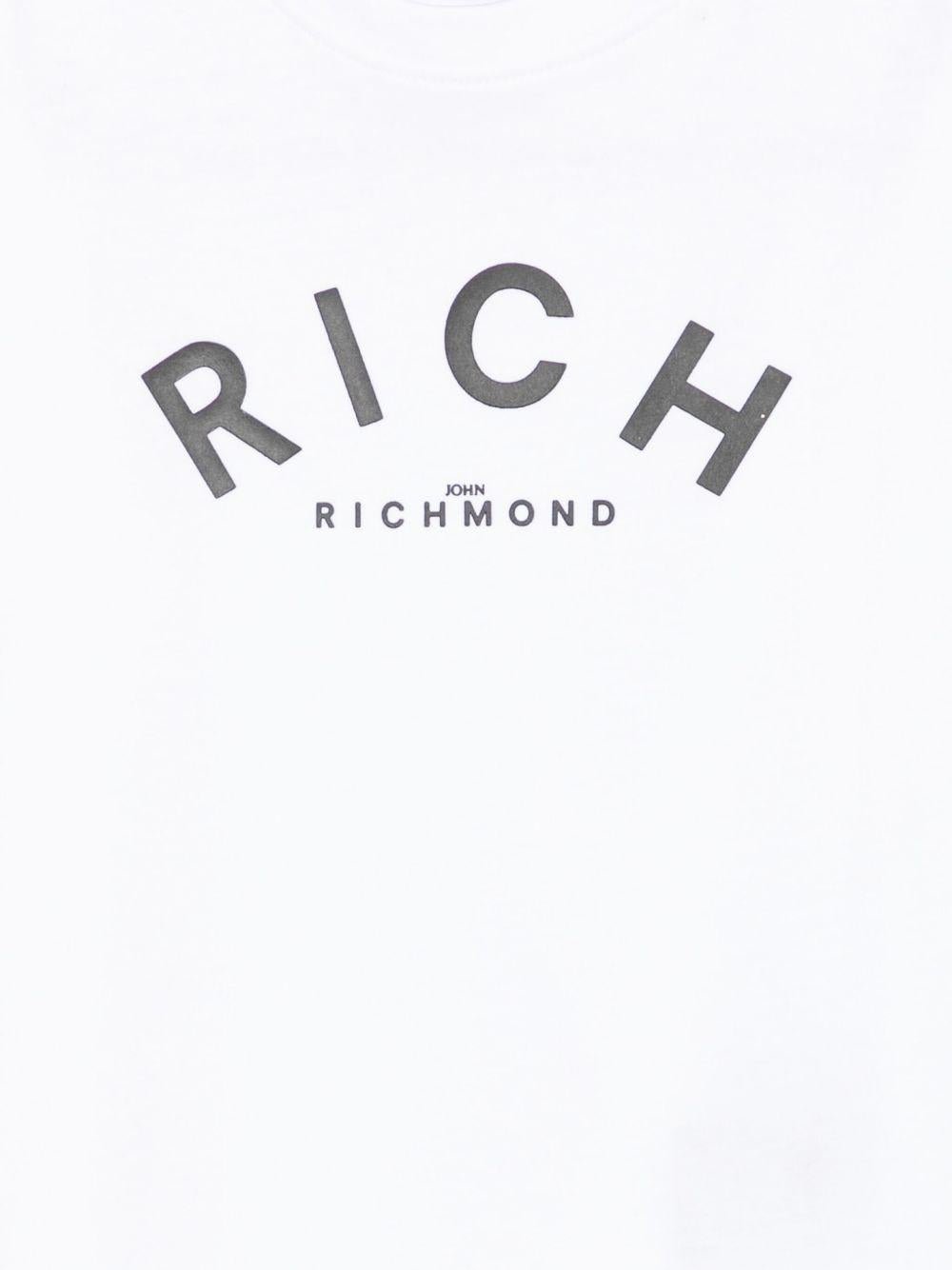 T-shirt per bambino John Richmond Junior bianco con logo a contrasto - Rubino Kids