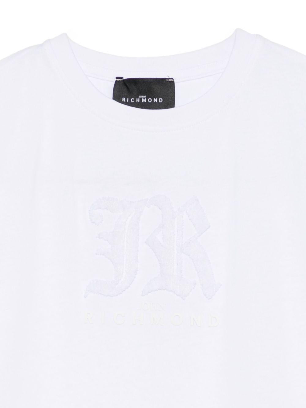 T-shirt per bambino John Richmond Junior bianco con logo in rilievo - Rubino Kids
