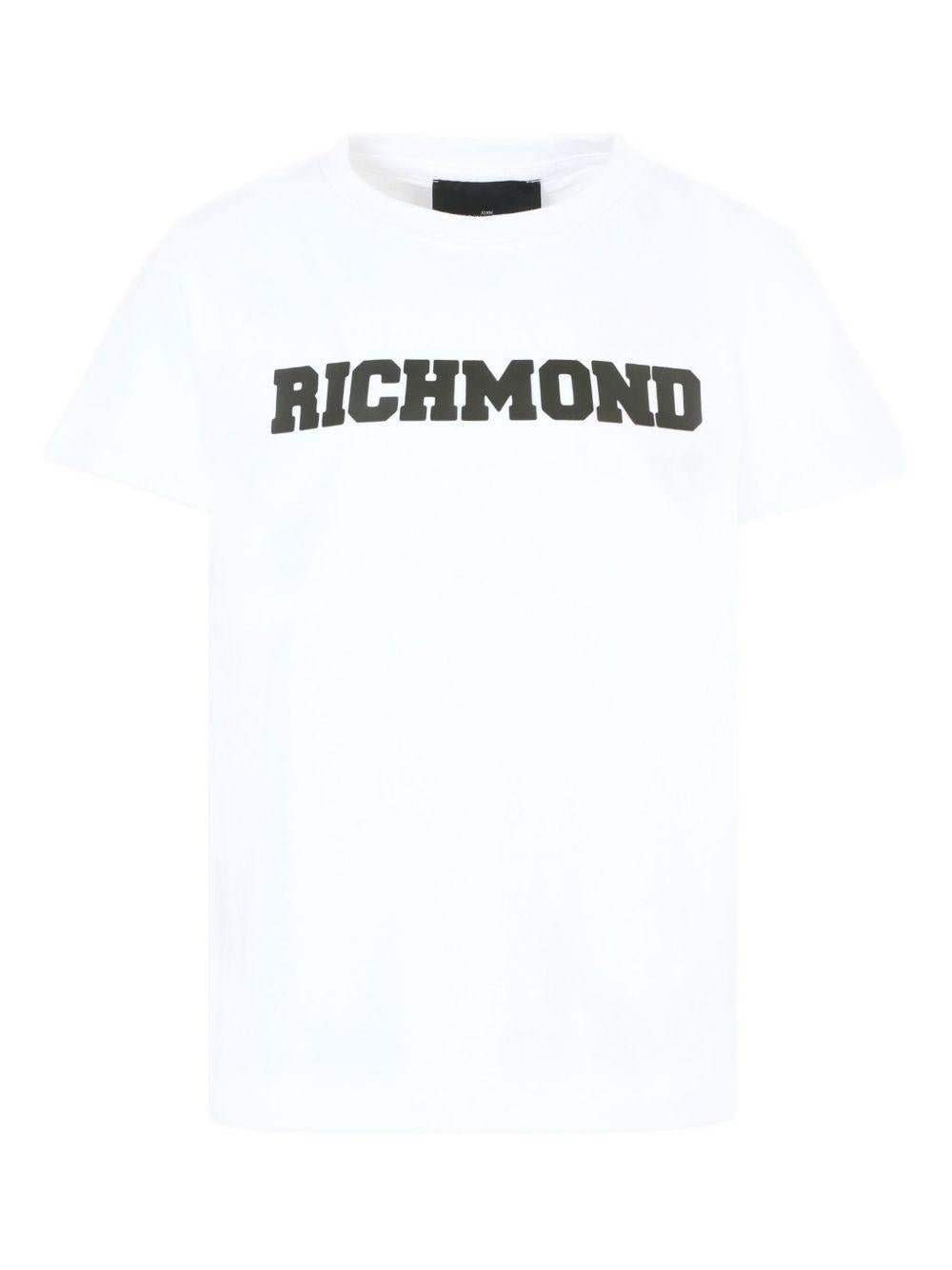 T-shirt per bambino John Richmond Junior bianco con stampa logo - Rubino Kids