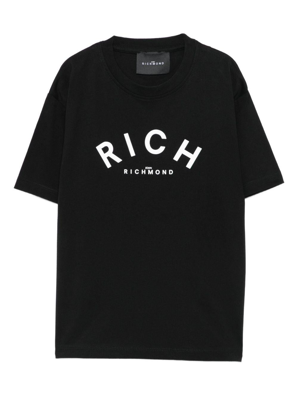 T-shirt per bambino John Richmond Junior nero con logo a contrasto - Rubino Kids