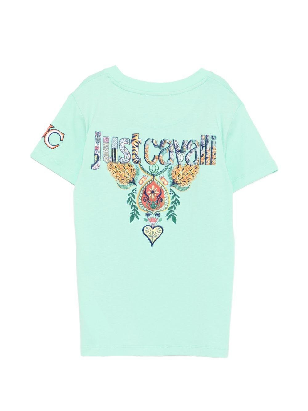T-shirt per bambino Just Cavalli Kids acquamarina con dettaglio sole - Rubino Kids