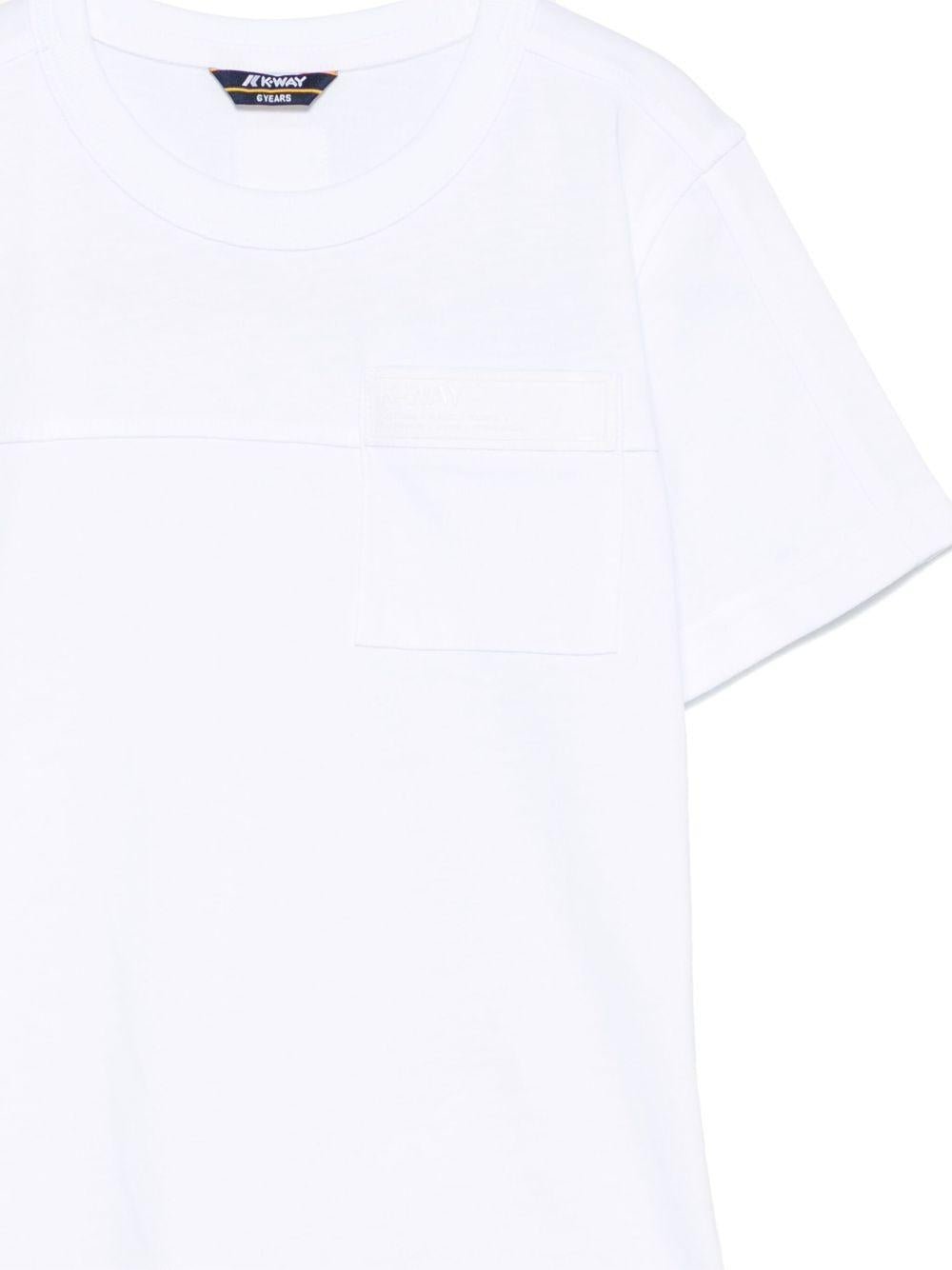 T-shirt per bambino K Way Kids Fanton bianco con tasca applicata sul petto - Rubino Kids