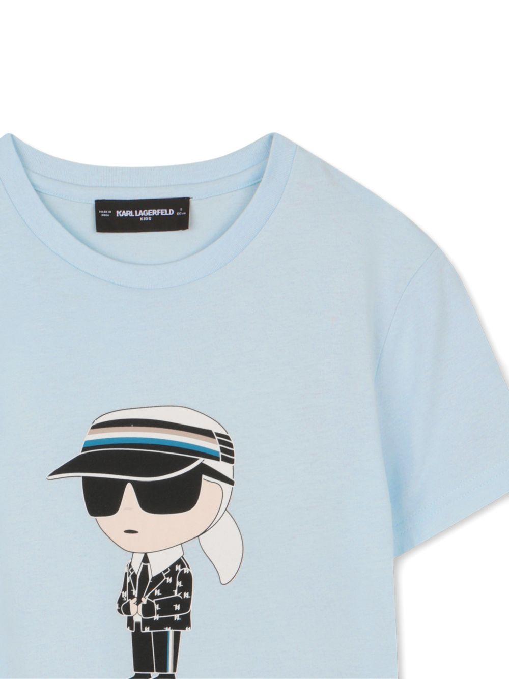 T-shirt per bambino Karl Lagerfeld Kids azzurra con stampa grafica - Rubino Kids