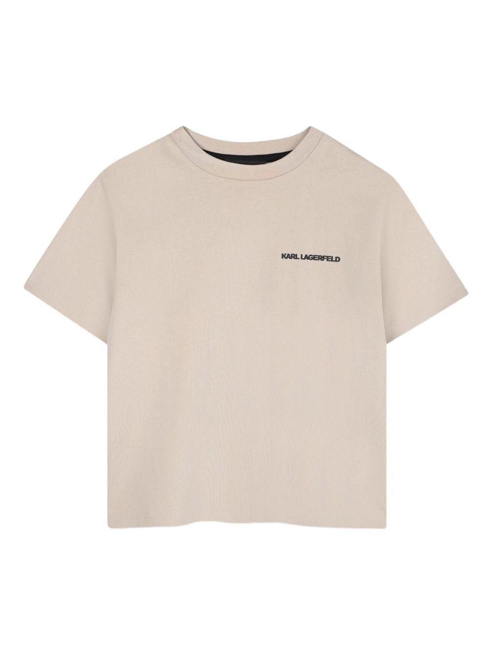 T-shirt per bambino Karl Lagerfeld Kids beige con stampa grafica - Rubino Kids