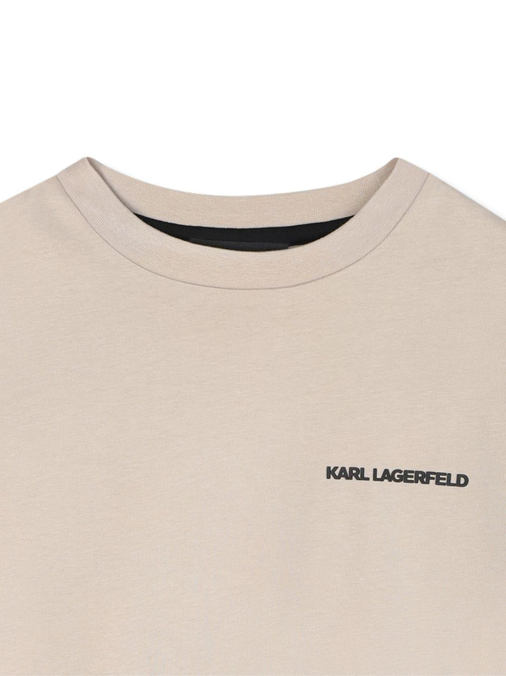 T-shirt per bambino Karl Lagerfeld Kids beige con stampa grafica - Rubino Kids