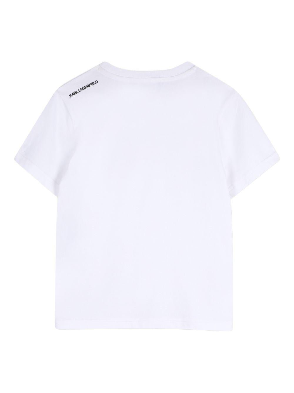 T-shirt per bambino Karl Lagerfeld Kids bianca con logo sul davanti - Rubino Kids