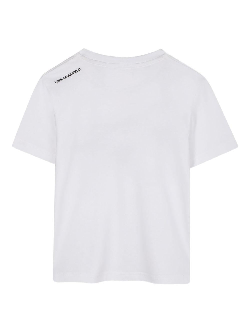T-shirt per bambino Karl Lagerfeld Kids bianco con stampa grafica - Rubino Kids