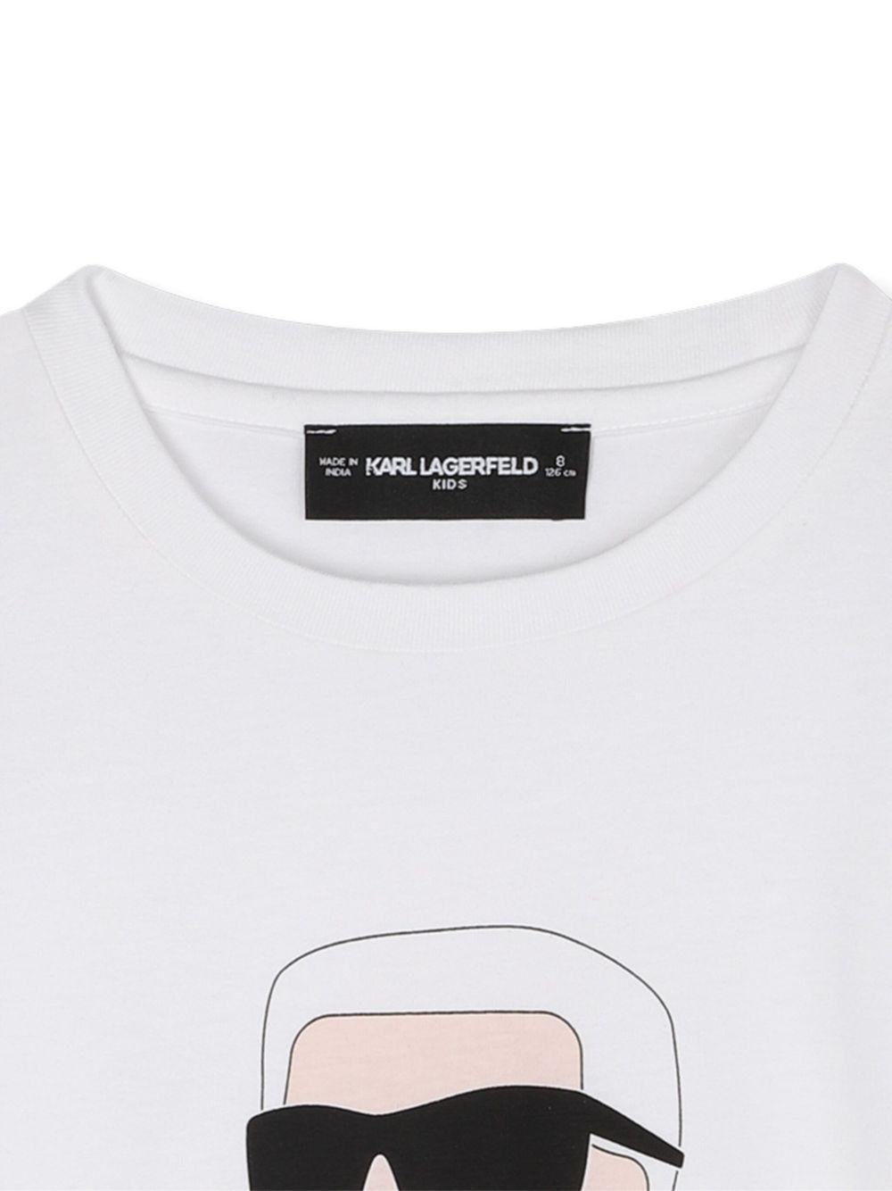 T-shirt per bambino Karl Lagerfeld Kids Ikonik Karl bianco a maniche lunghe - Rubino Kids