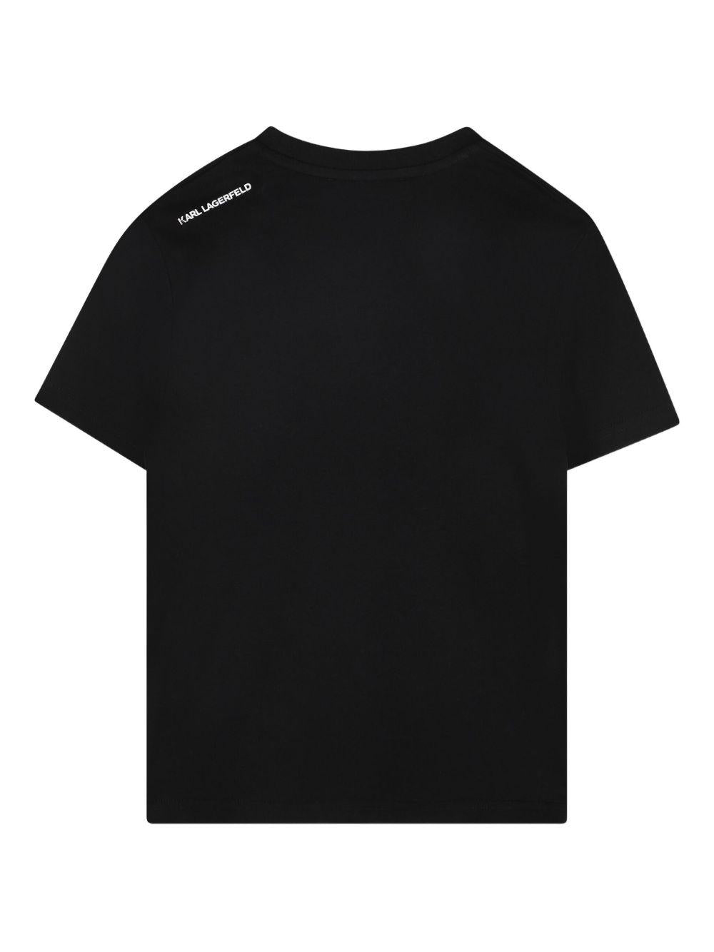 T-shirt per bambino Karl Lagerfeld kids nera con stampa Ikonik Karl - Rubino Kids