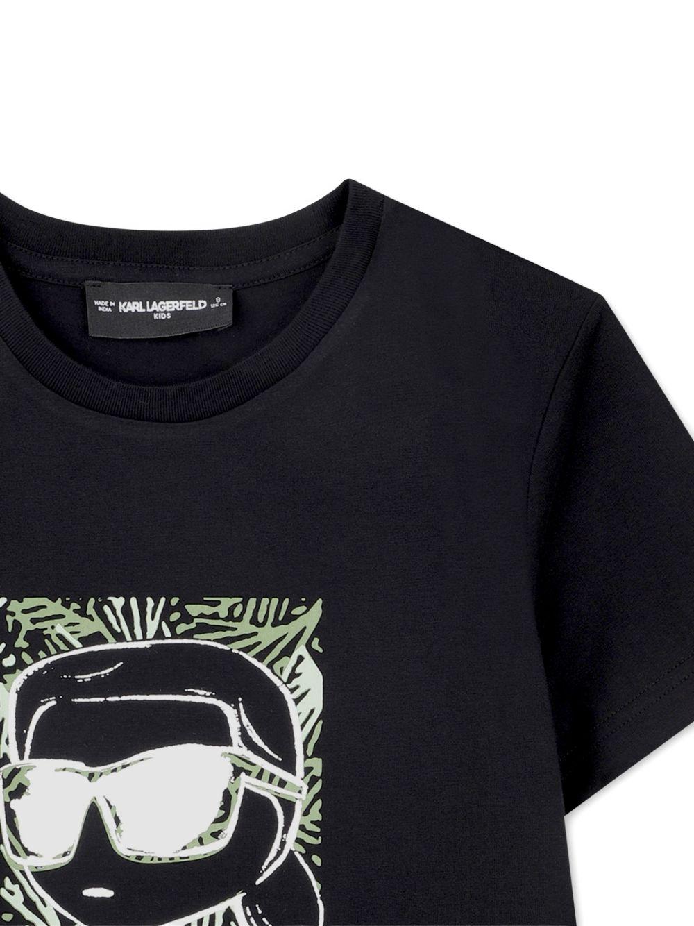T-shirt per bambino Karl Lagerfeld Kids nera con stampa Karl sul davanti - Rubino Kids