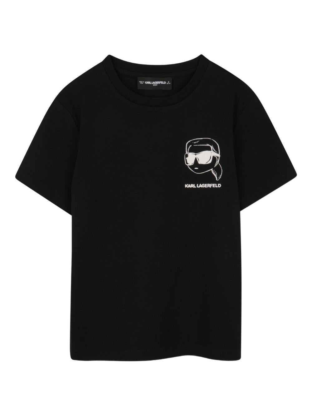 T-shirt per bambino Karl Lagerfeld Kids nera con stampa stile cartoon - Rubino Kids