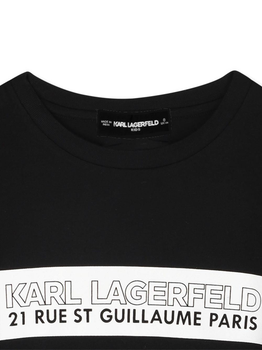 T-shirt per bambino Karl Lagerfeld Kids nero con stampa grafica - Rubino Kids