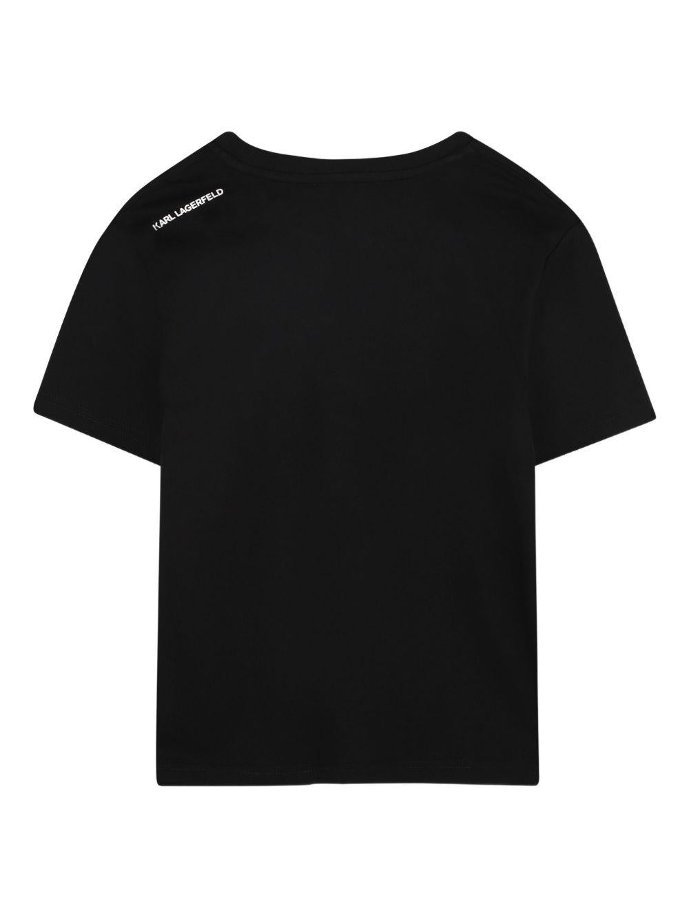 T-shirt per bambino Karl Lagerfeld Kids nero con stampa grafica - Rubino Kids