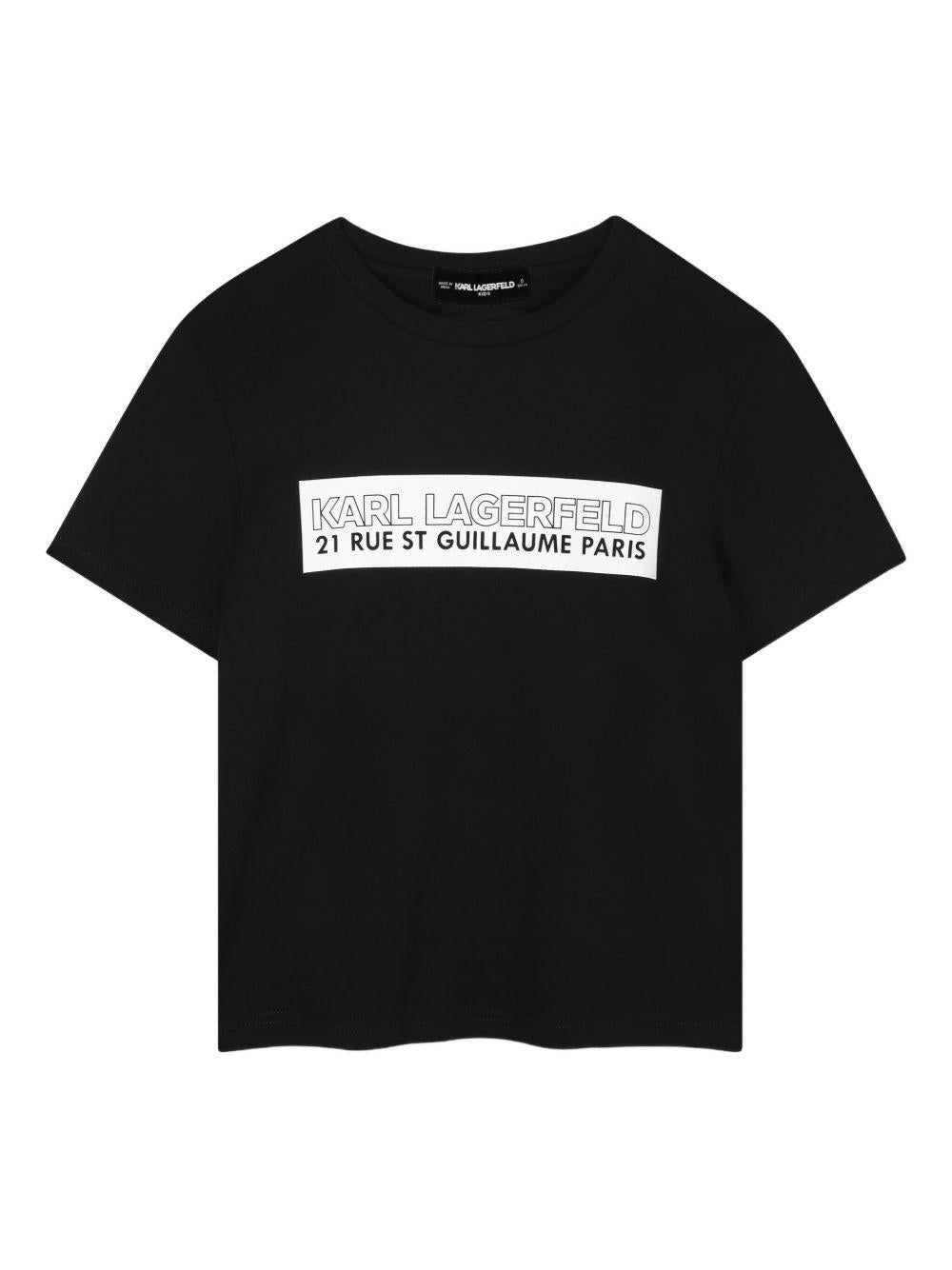 T-shirt per bambino Karl Lagerfeld Kids nero con stampa grafica - Rubino Kids