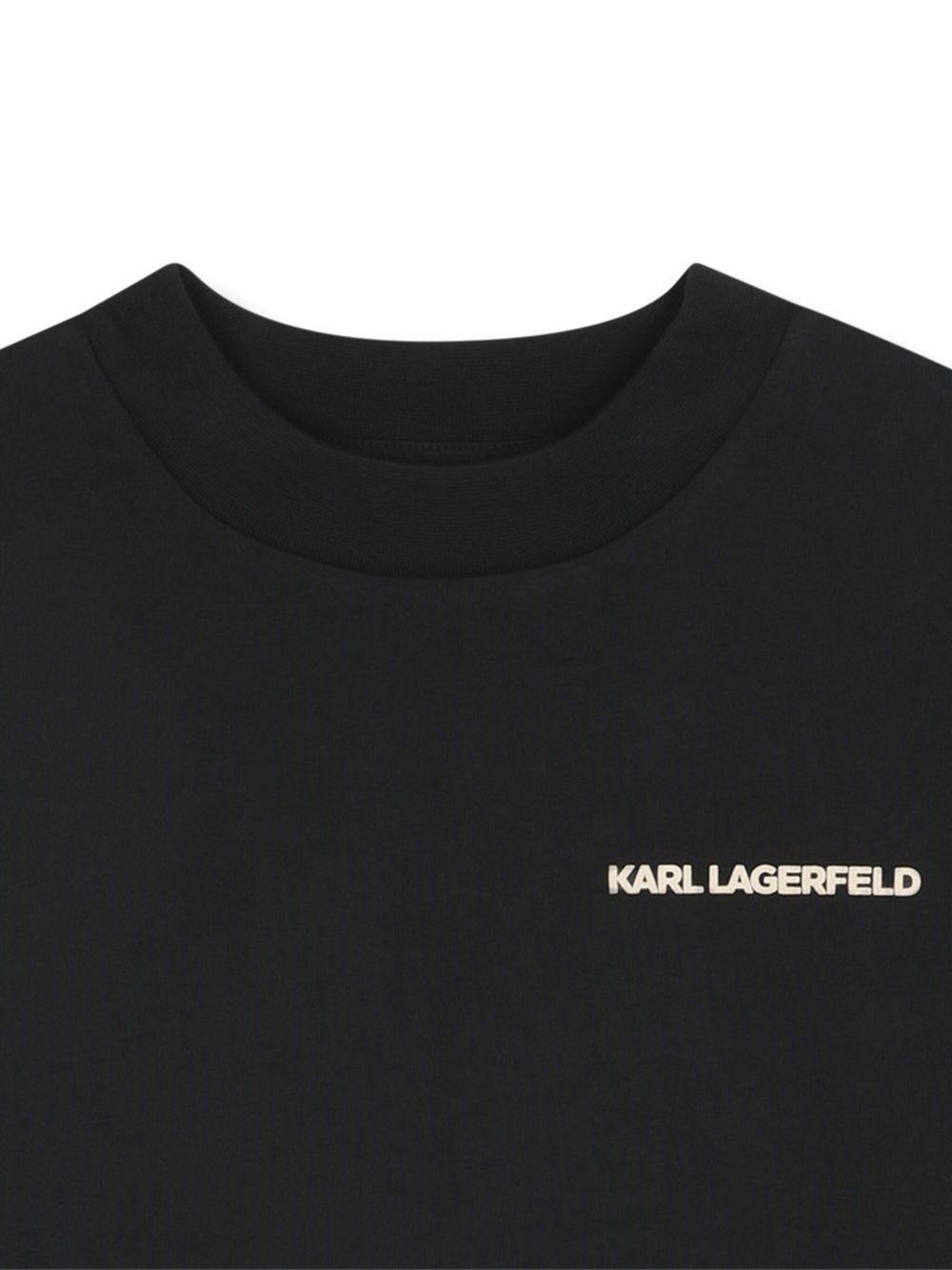 T-shirt per bambino Karl Lagerfeld Kids nero con stampa sul retro - Rubino Kids
