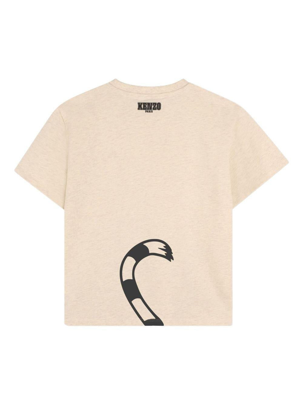 T-shirt per bambino Kenzo Kids beige con stampa Tiger - Rubino Kids