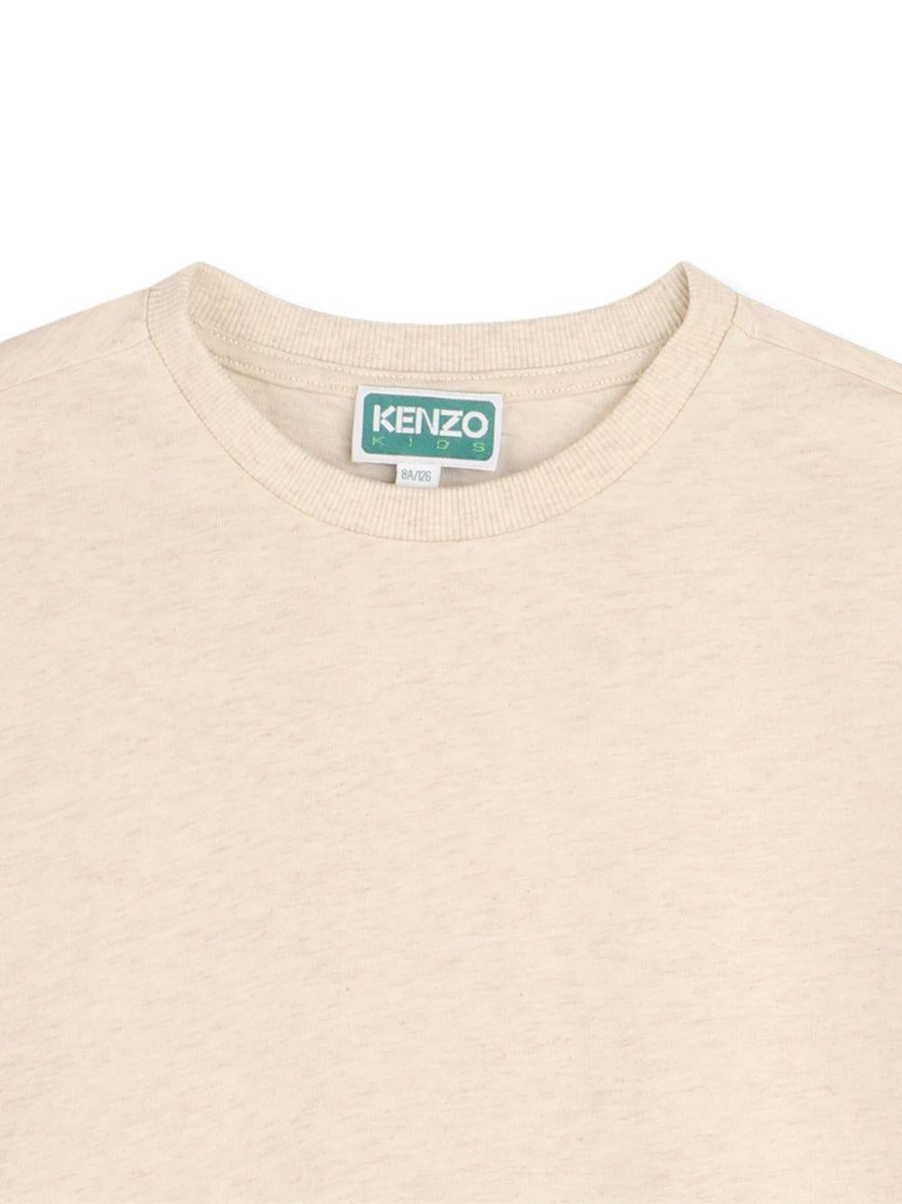T-shirt per bambino Kenzo Kids beige con stampa Tiger - Rubino Kids