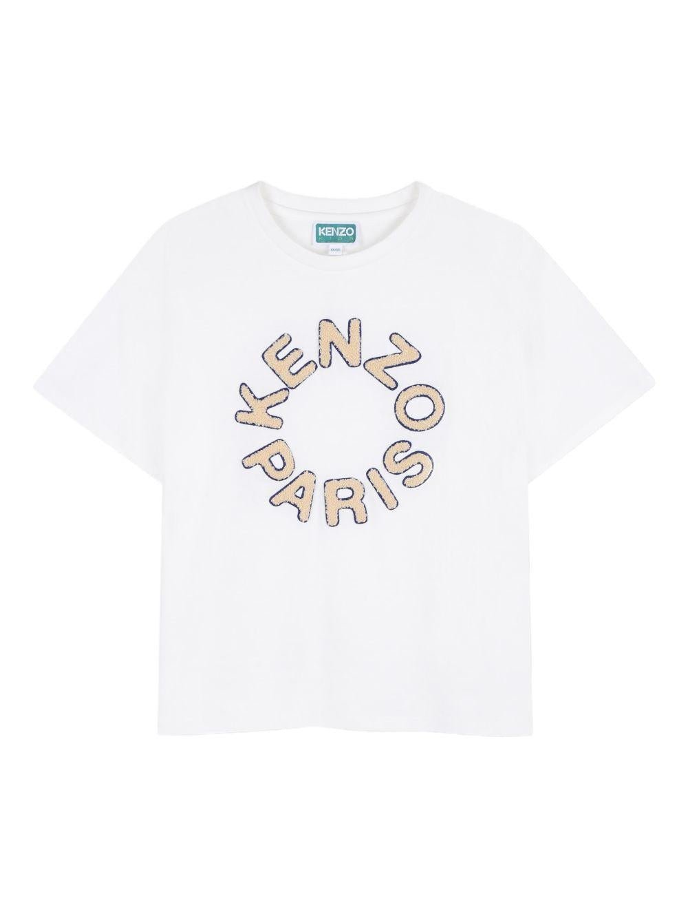 T-shirt per bambino Kenzo kids bianca con logo - Rubino Kids