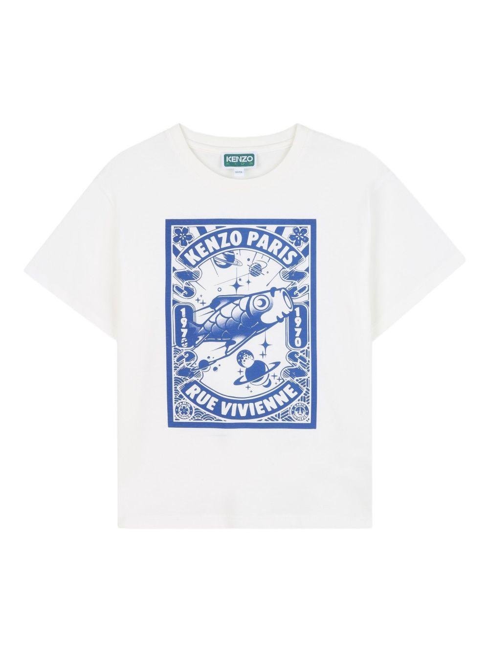 T-shirt per bambino Kenzo Kids bianca con stampa grafica - Rubino Kids