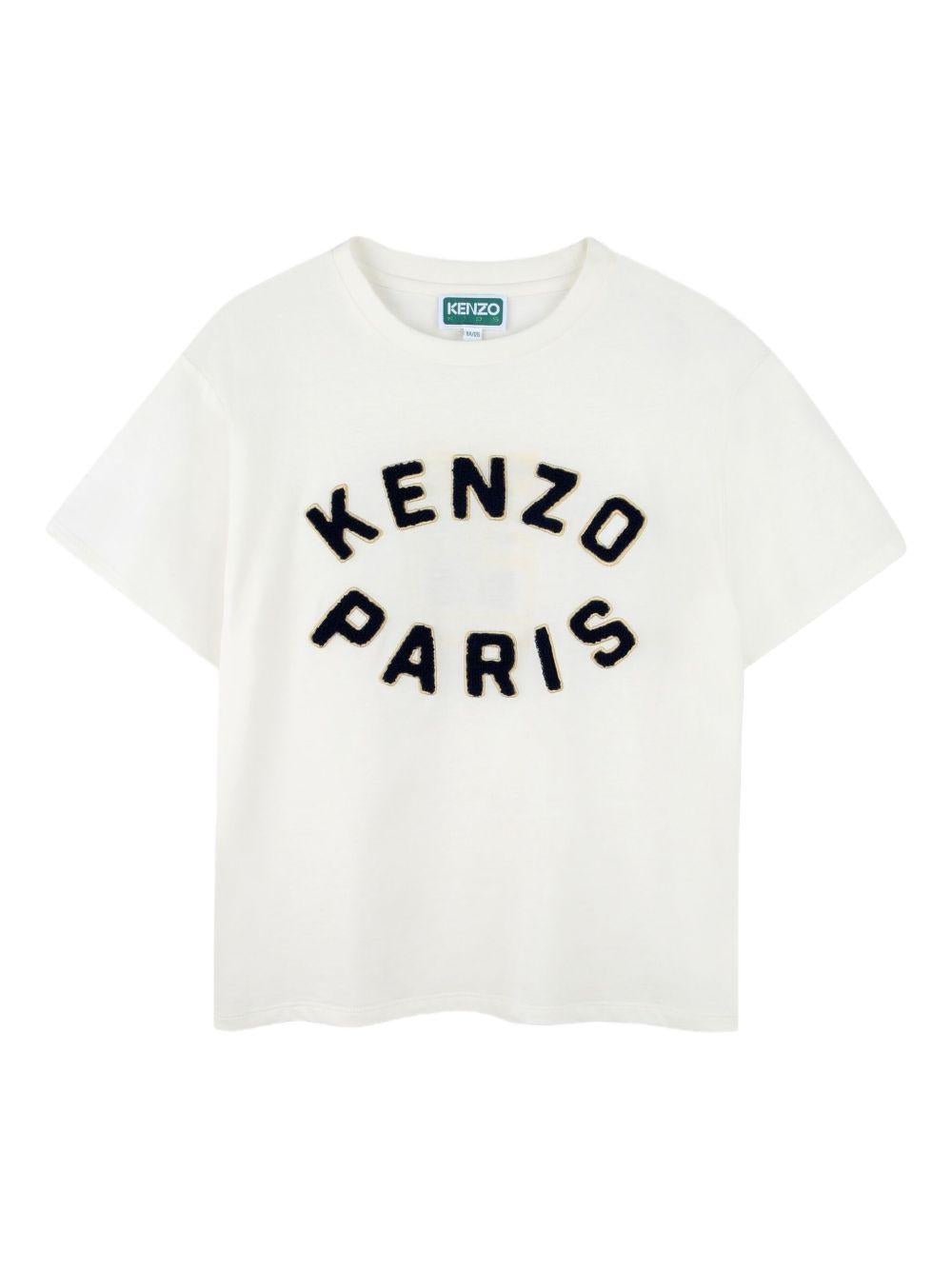 T-shirt per bambino Kenzo Kids bianco con ricamo logo - Rubino Kids