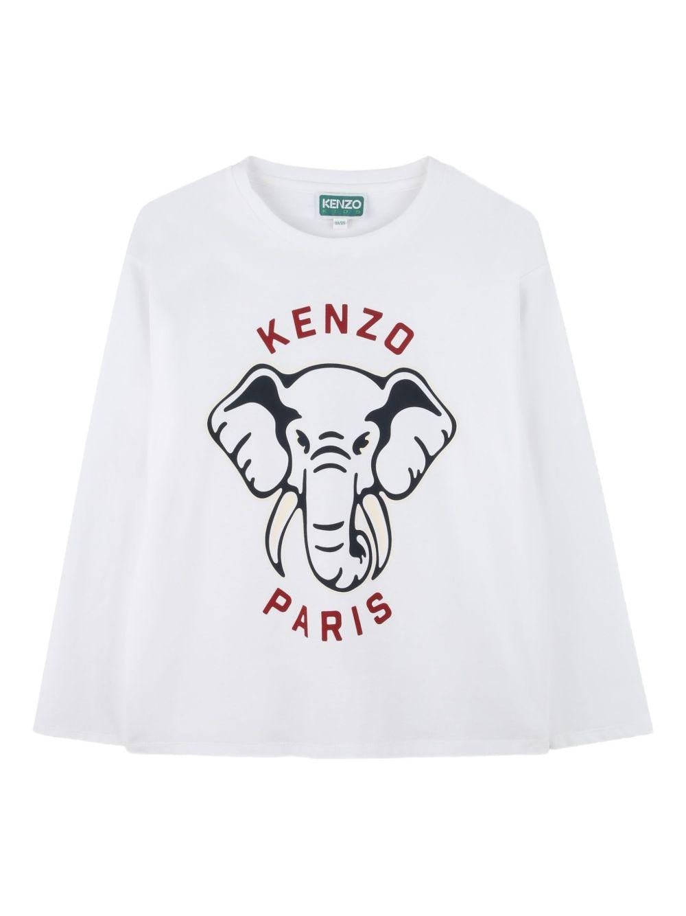 T-shirt per bambino Kenzo Kids bianco con stampa grafica - Rubino Kids