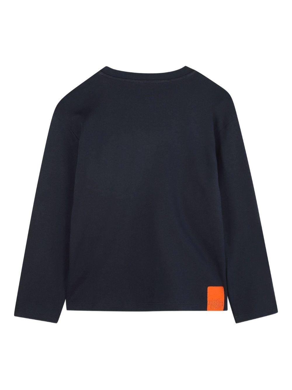 T-shirt per bambino Kenzo Kids blu a maniche lunghe con logo - Rubino Kids