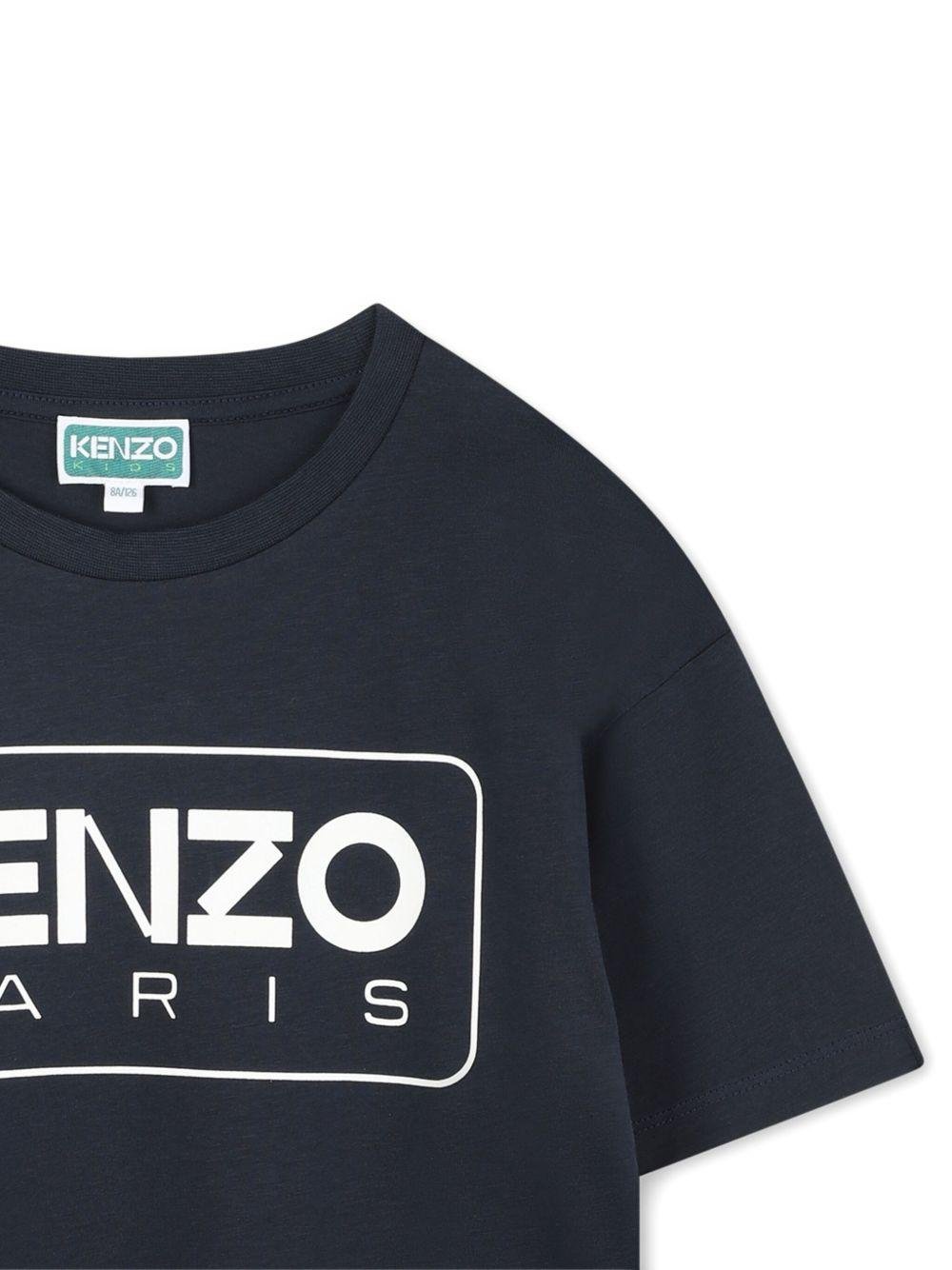T-shirt per bambino Kenzo Kids blu con logo a contrasto - Rubino Kids