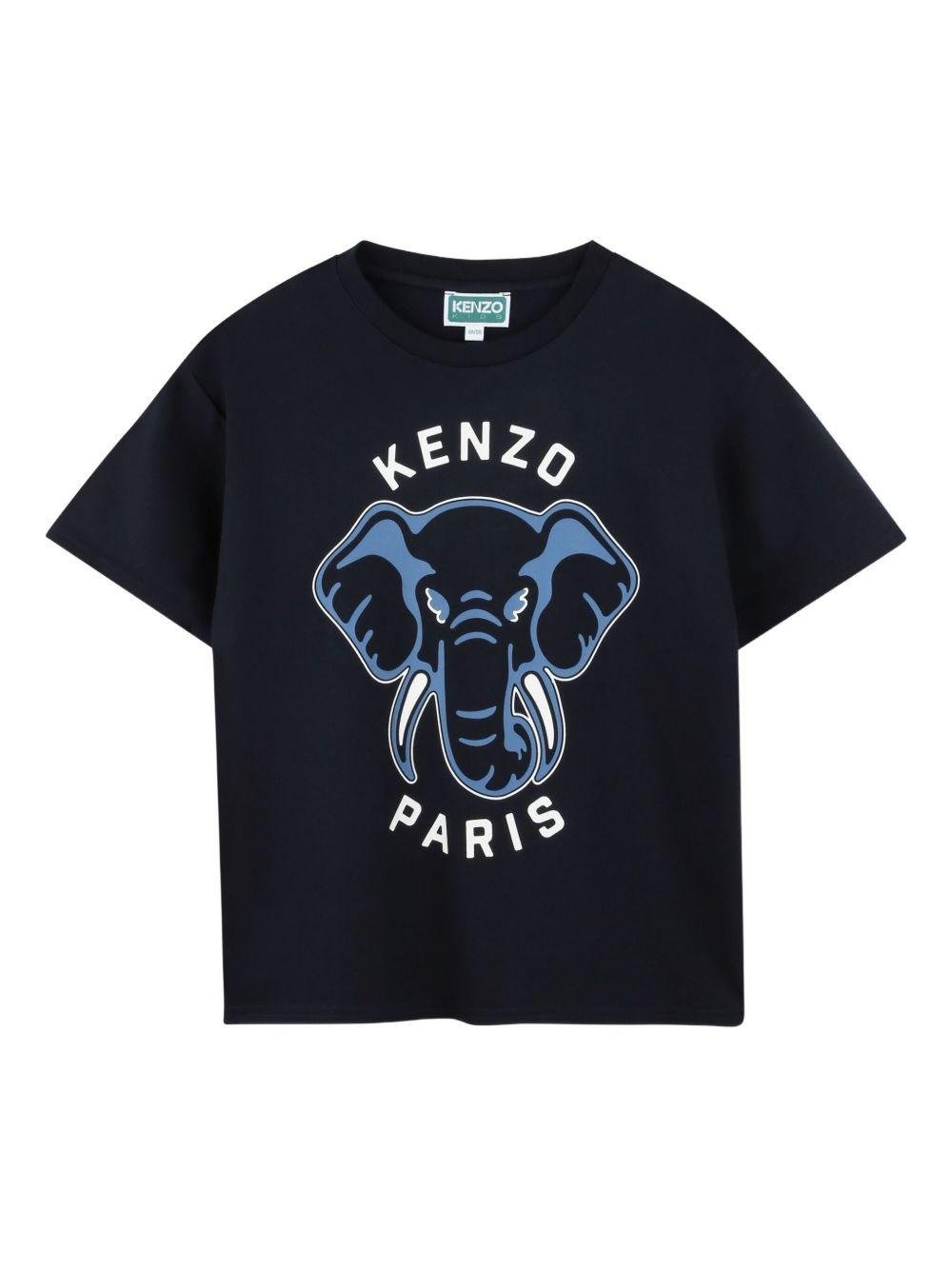 T-shirt per bambino Kenzo Kids blu con stampa grafica - Rubino Kids
