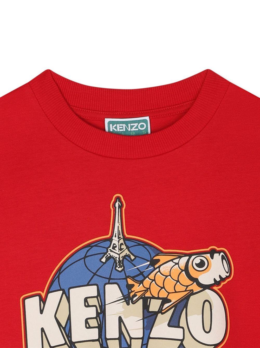 T-shirt per bambino Kenzo Kids rosso con stampa grafica - Rubino Kids