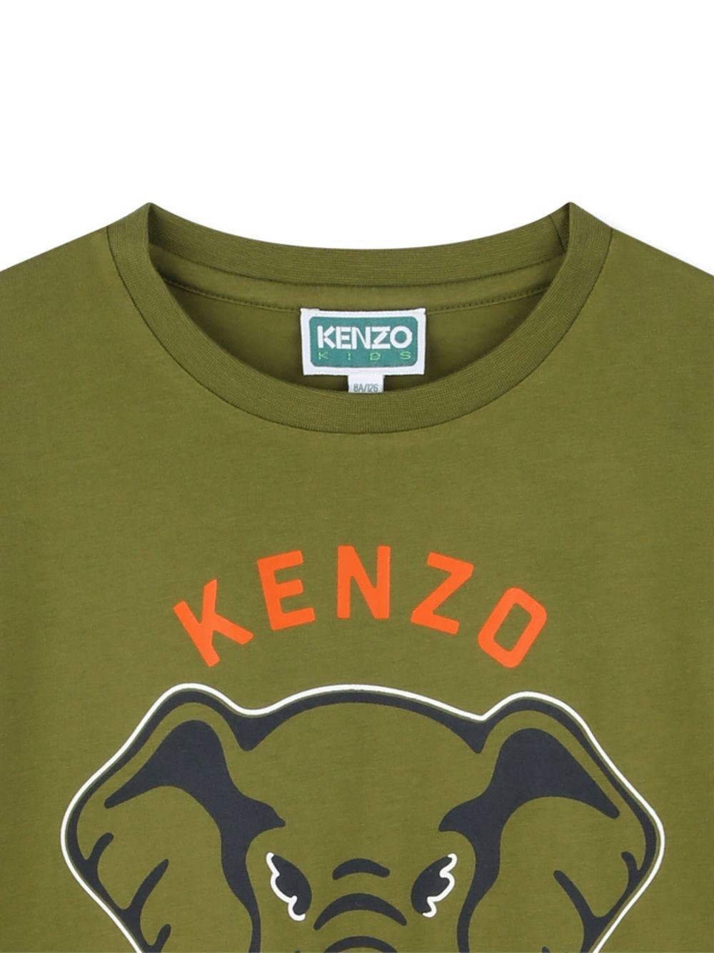 T-shirt per bambino Kenzo Kids verde con stampa grafica - Rubino Kids